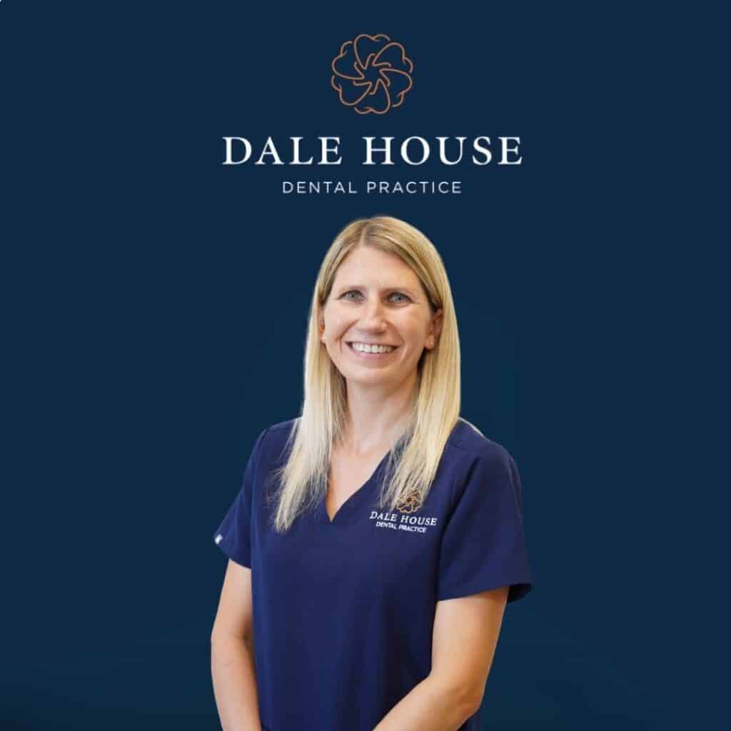 Smiling dental professional in Dale House Dental Practice scrubs